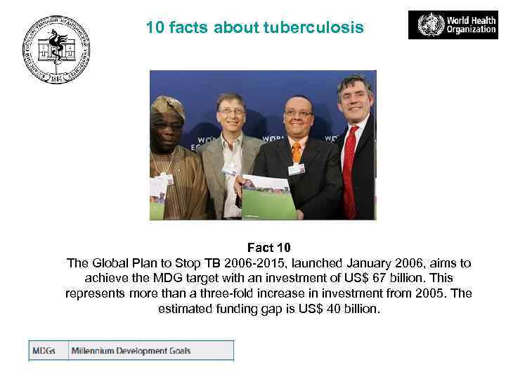 10 facts about tuberculosis Fact 10 The Global Plan to Stop TB 2006 -2015,