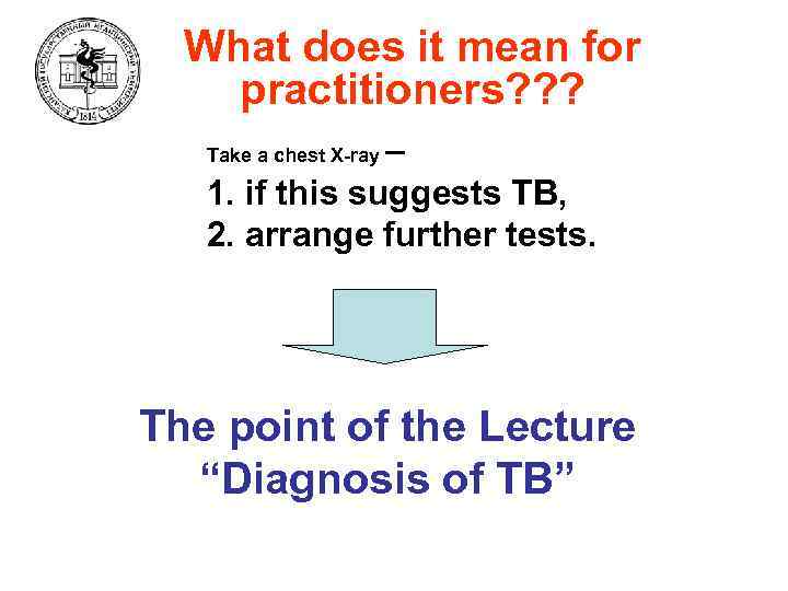 What does it mean for practitioners? ? ? – 1. if this suggests TB,