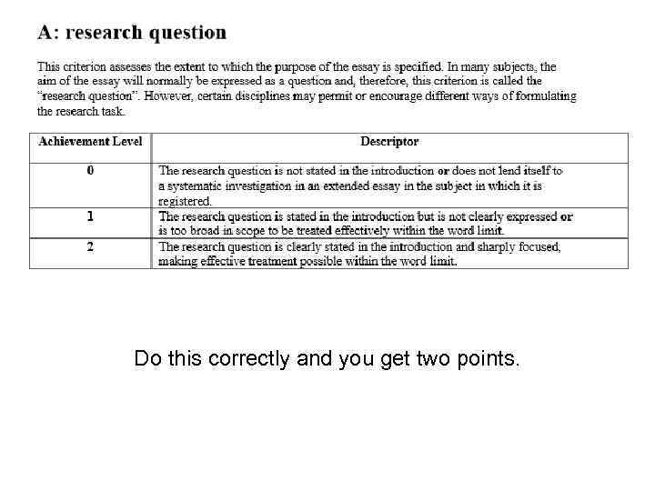 Do this correctly and you get two points. 