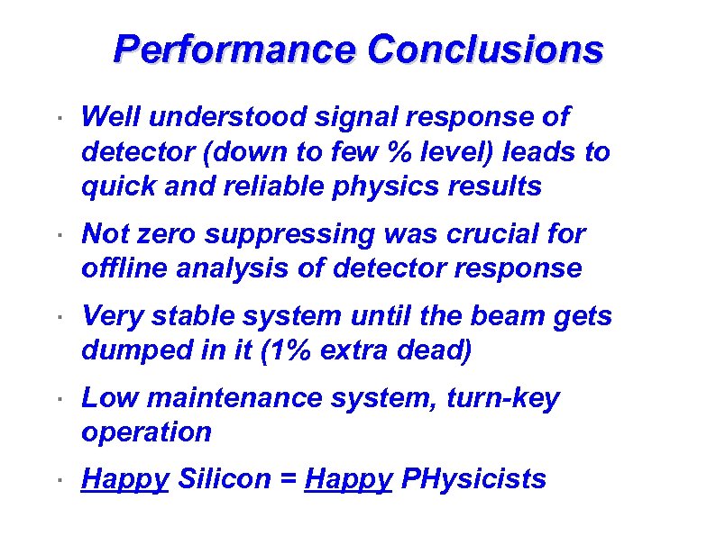 Performance Conclusions 