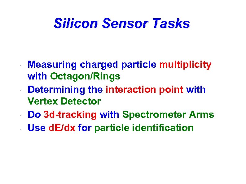 Silicon Sensor Tasks 