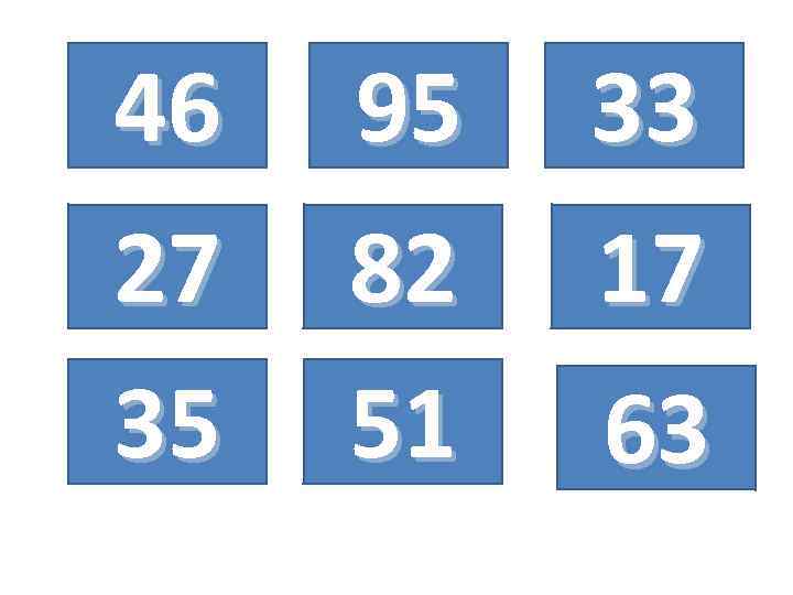 46 27 35 95 82 51 33 17 63 