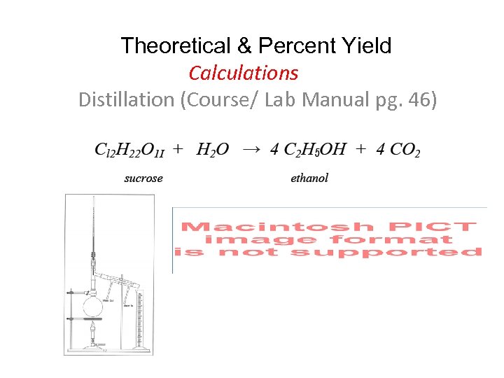 Theoretical & Percent Yield Calculations Distillation (Course/ Lab Manual pg. 46) 