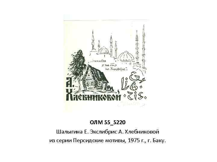 ОЛМ 55_5220 Шалыгина Е. Экслибрис А. Хлебниковой из серии Персидские мотивы, 1975 г. ,