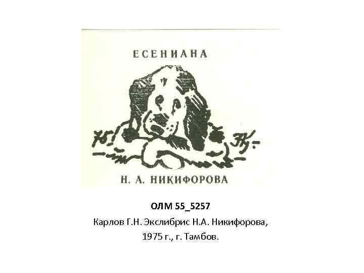 ОЛМ 55_5257 Карлов Г. Н. Экслибрис Н. А. Никифорова, 1975 г. , г. Тамбов.