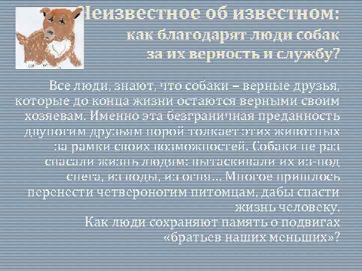 Неизвестное об известном: как благодарят люди собак за их верность и службу? Все люди,