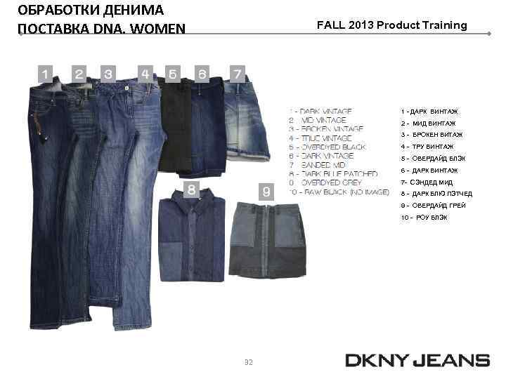 ОБРАБОТКИ ДЕНИМА ПОСТАВКА DNA. WOMEN FALL 2013 Product Training 1 - ДАРК ВИНТАЖ 2