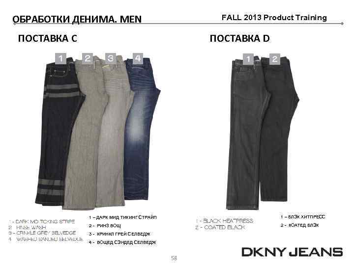 ОБРАБОТКИ ДЕНИМА. MEN FALL 2013 Product Training ПОСТАВКА C ПОСТАВКА D 1 – ДАРК