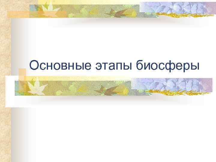 Основные этапы биосферы 