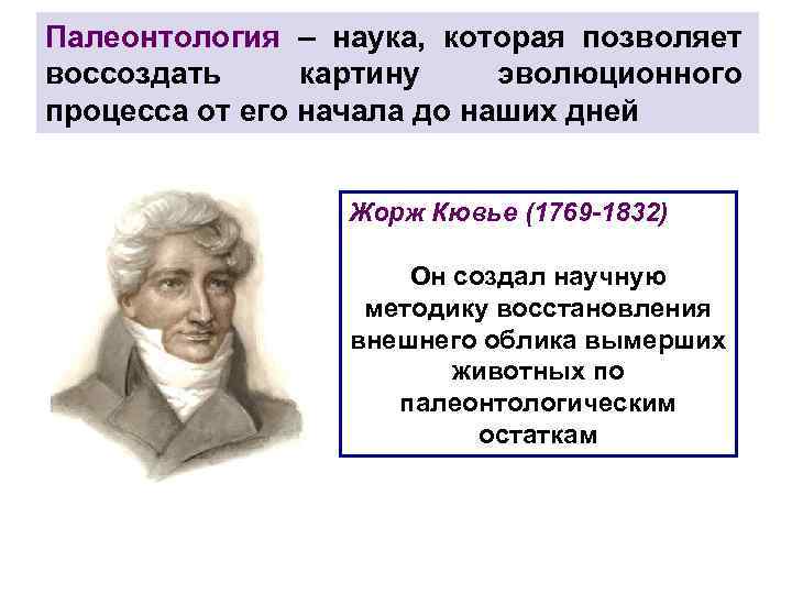 Палеонтология – наука, которая позволяет воссоздать картину эволюционного процесса от его начала до наших