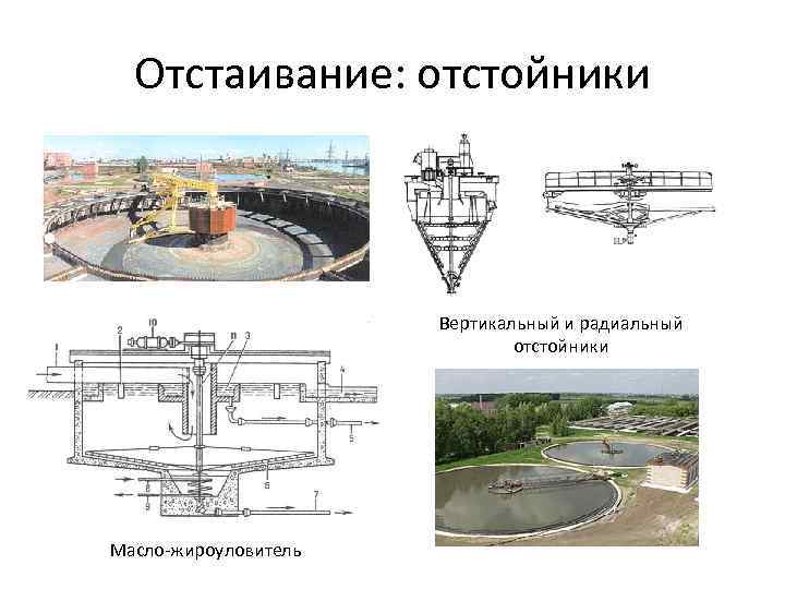Отстаивание: отстойники Вертикальный и радиальный отстойники Масло-жироуловитель 