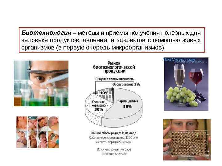 Биотехнология – методы и приемы получения полезных для человека продуктов, явлений, и эффектов с