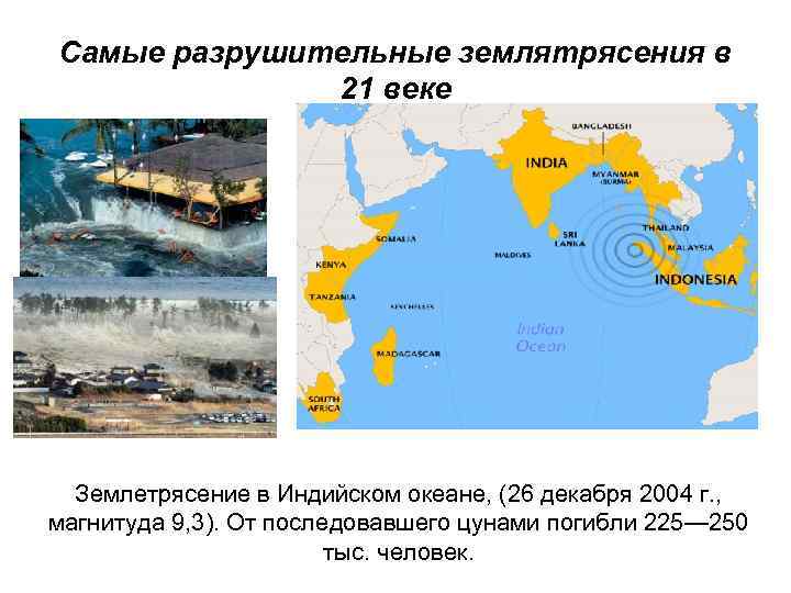 Самые разрушительные землятрясения в 21 веке Землетрясение в Индийском океане, (26 декабря 2004 г.