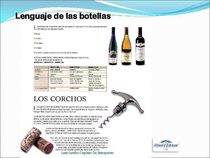 Lenguaje de las botellas Juan Jumbo Capitan De Banquetes 