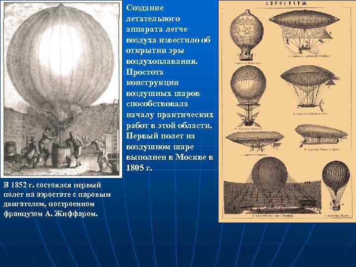 Создание летательного аппарата легче воздуха известило об открытии эры воздухоплавания. Простота конструкции воздушных шаров