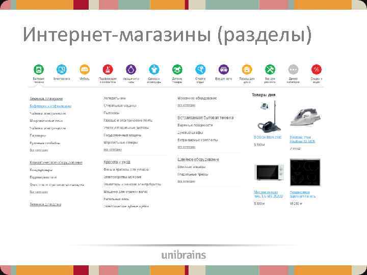 Интернет-магазины (разделы) 