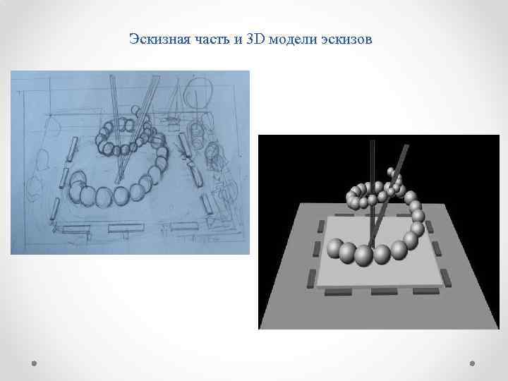 Эскизная часть и 3 D модели эскизов 