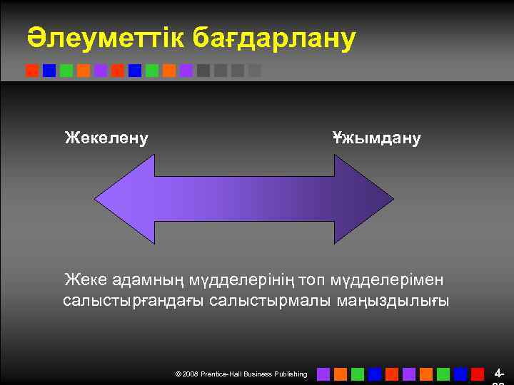 Әлеуметтік бағдарлану Жекелену Ұжымдану Жеке адамның мүдделерінің топ мүдделерімен салыстырғандағы салыстырмалы маңыздылығы © 2008