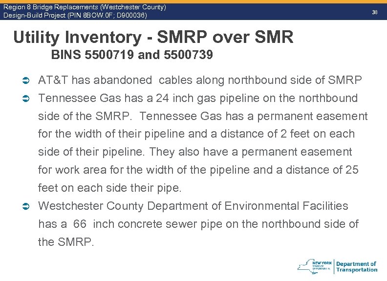 Region 8 Bridge Replacements (Westchester County) Design-Build Project (PIN 8 BOW. 0 F; D