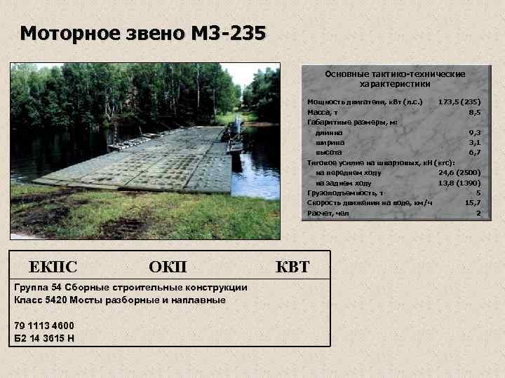 Моторное звено М 3 -235 Основные тактико-технические характеристики Мощность двигателя, к. Вт (л. с.