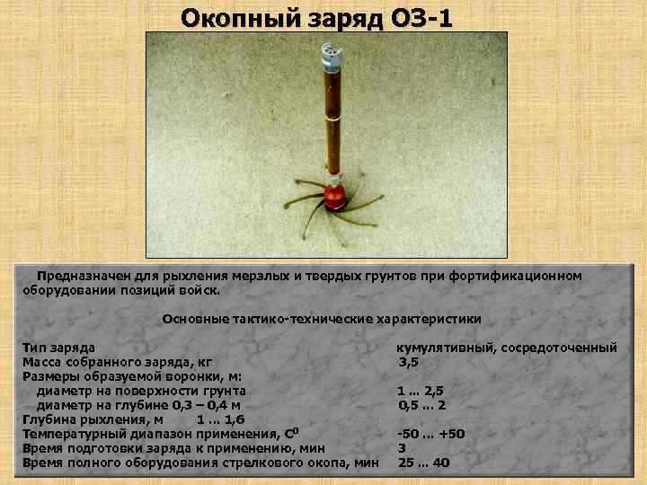 Заряд медный. Окопный заряд оз1 ТТХ. Оз-1 окопный заряд. Назовите составные части окопного заряда оз-1.