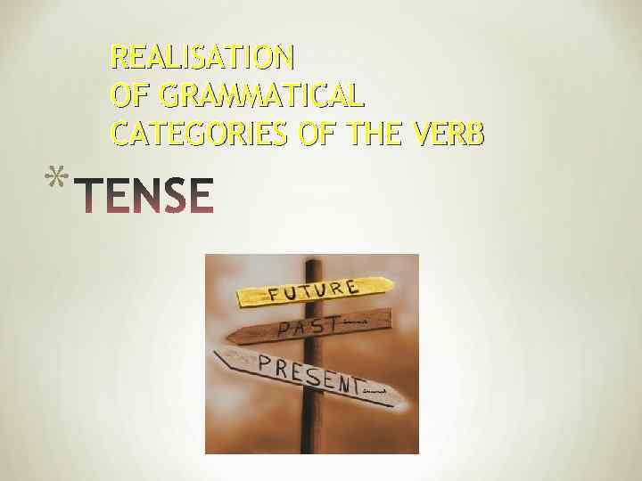 * REALISATION OF GRAMMATICAL CATEGORIES OF THE VERB 