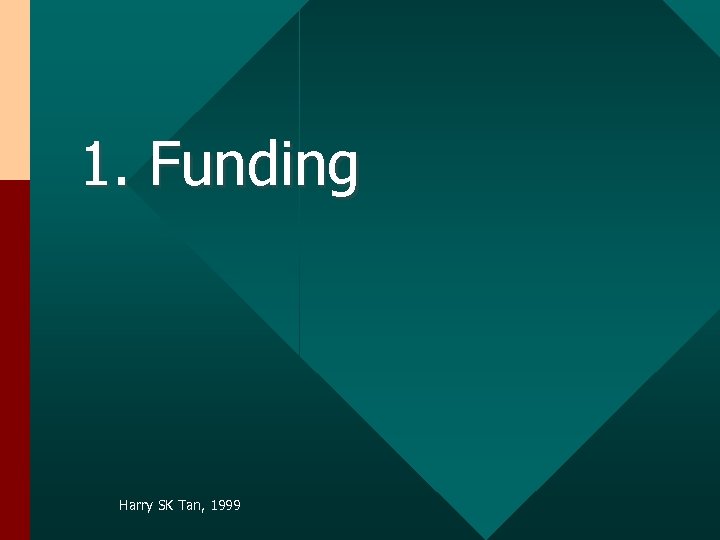 1. Funding Harry SK Tan, 1999 
