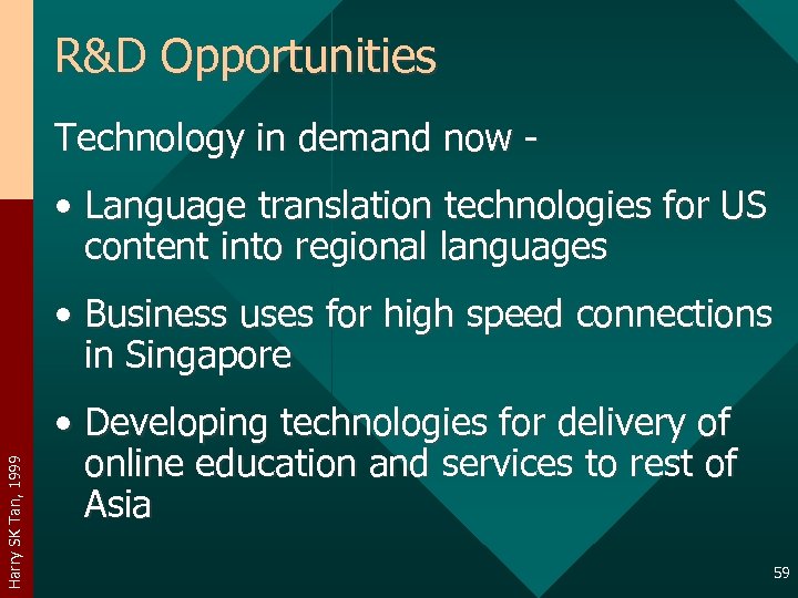 R&D Opportunities Technology in demand now - • Language translation technologies for US content