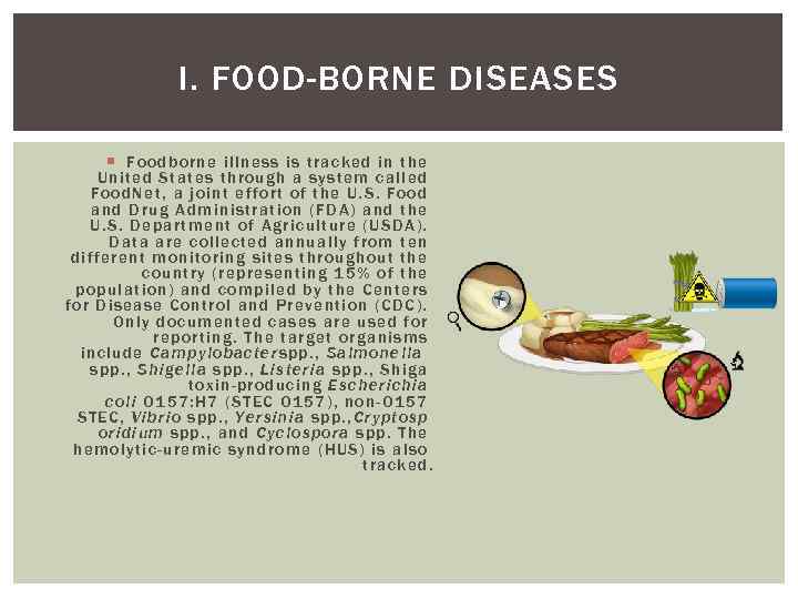 I. FOOD-BORNE DISEASES Fo od borne illness is t racked in the Unit ed