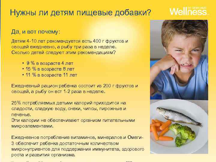 Нужны ли детям пищевые добавки? Да, и вот почему: Детям 4 -10 лет рекомендуется