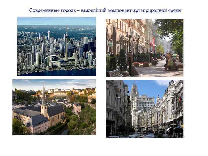 Современные города – важнейший компонент артеприродной среды 