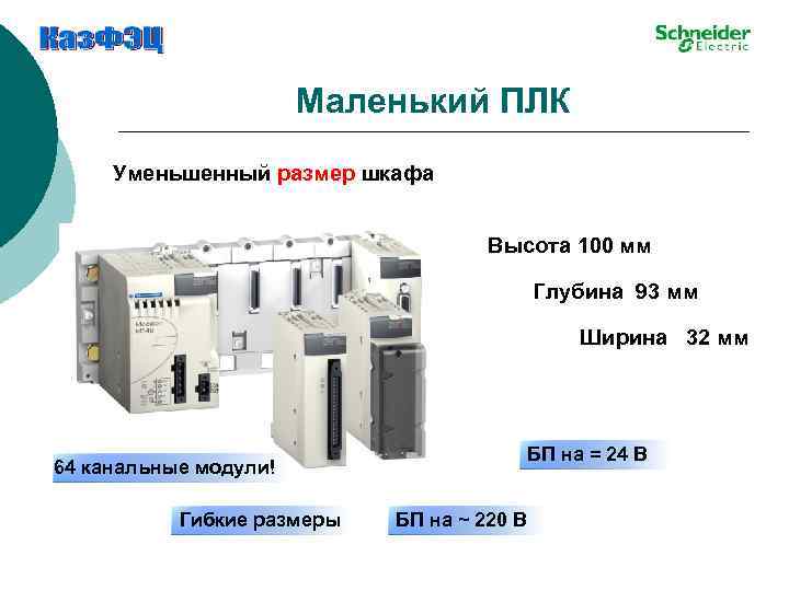 Маленький ПЛК Уменьшенный размер шкафа Высота 100 мм Глубина 93 мм Ширина 32 мм
