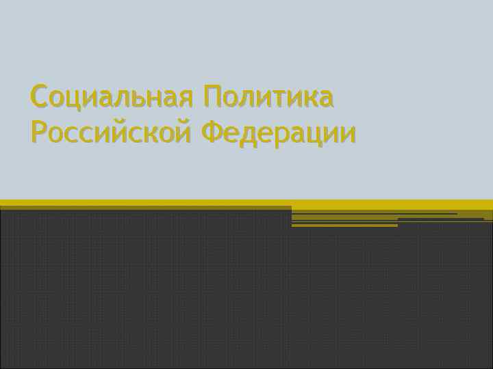 Социальная Политика Российской Федерации 