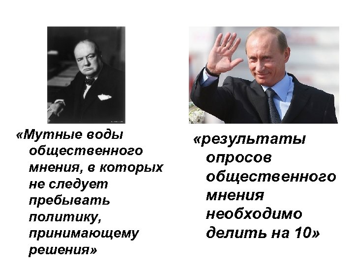  «Мутные воды общественного мнения, в которых не следует пребывать политику, принимающему решения» «результаты