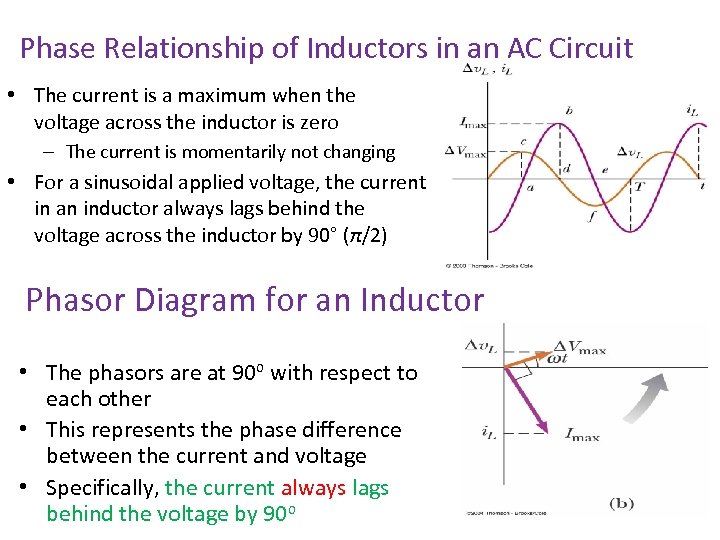 Phase Relationship of Inductors in an AC Circuit • The current is a maximum