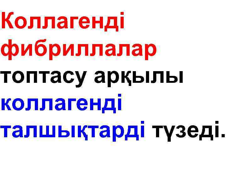 Коллагенді фибриллалар топтасу арқылы коллагенді талшықтарді түзеді. 