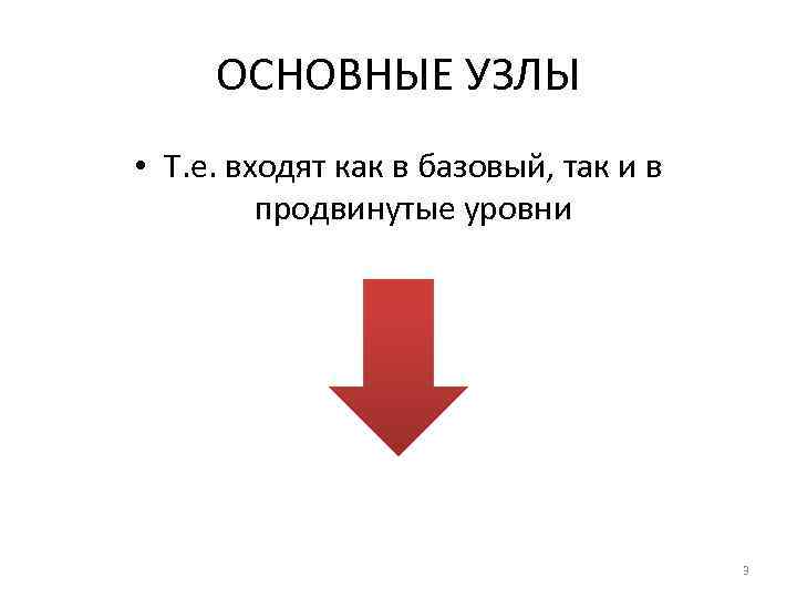 ОСНОВНЫЕ УЗЛЫ • Т. е. входят как в базовый, так и в продвинутые уровни