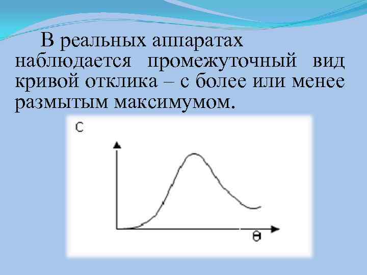  В реальных аппаратах наблюдается промежуточный вид кривой отклика – с более или менее