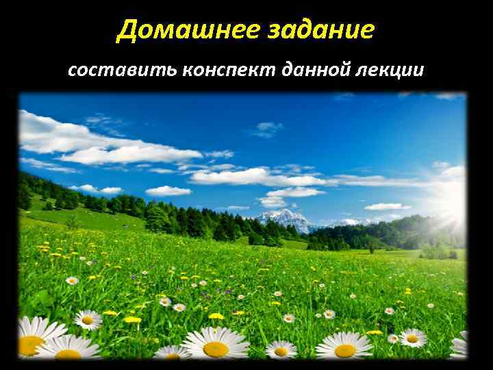Домашнее задание составить конспект данной лекции 