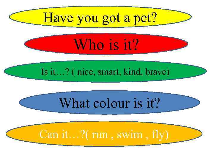 Have you got a pet? Who is it? Is it…? ( nice, smart, kind,