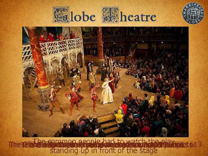 The There was no roof, peopleexisted anyway!itplay 1613 Globe Theatre in costumesgot about special