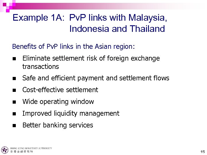 Example 1 A: Pv. P links with Malaysia, Indonesia and Thailand Benefits of Pv.