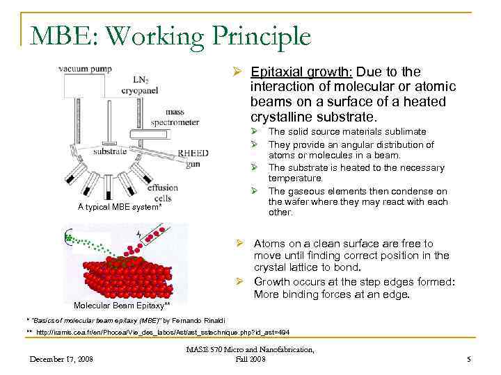 MBE: Working Principle Ø Epitaxial growth: Due to the interaction of molecular or atomic