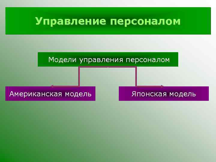 Управление персоналом Модели управления персоналом Американская модель Японская модель 