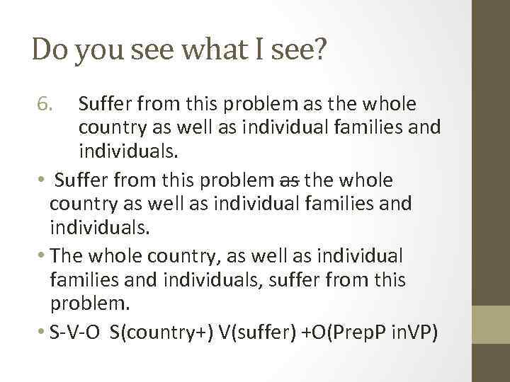 Do you see what I see? 6. Suffer from this problem as the whole