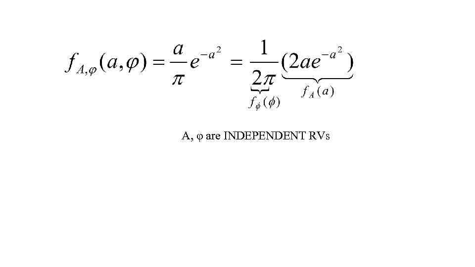 A, φ are INDEPENDENT RVs 