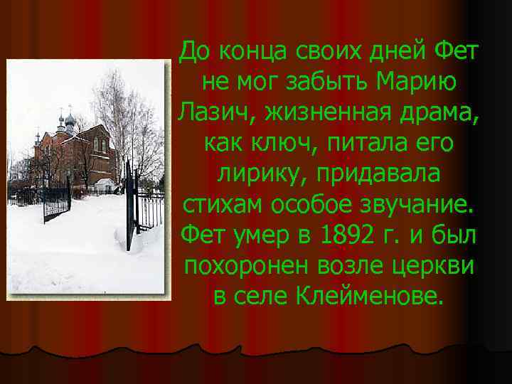 До конца своих дней Фет не мог забыть Марию Лазич, жизненная драма, как ключ,