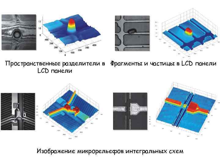 Пространственные разделители в Фрагменты и частицы в LCD панели Изображение микрорельефов интегральных схем 