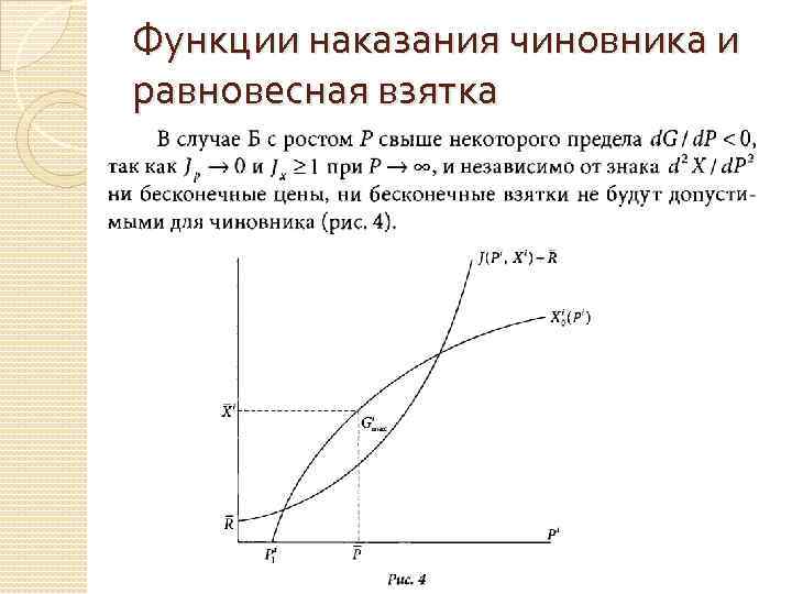 Функции наказания чиновника и равновесная взятка 
