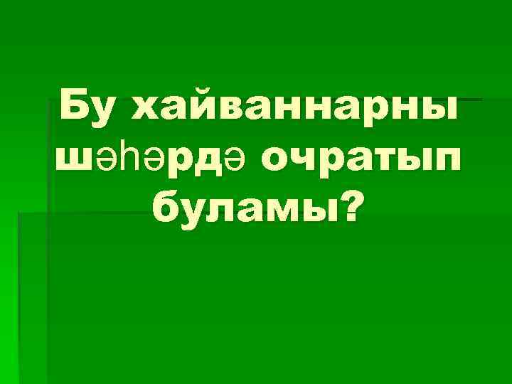 Бу хайваннарны шәһәрдә очратып буламы? 